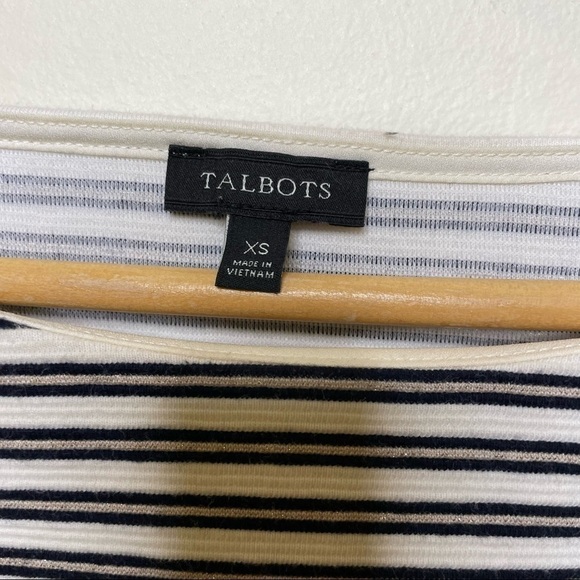 Talbots Striped Metallic Long Sleeve Shirt Ruffle Sleeve Preppy - Picture 6 of 7